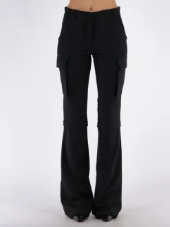 ANDREADAMO Pantaloni<PANTALONE FLANNEL MULTIPOCKETS FLARE Nero