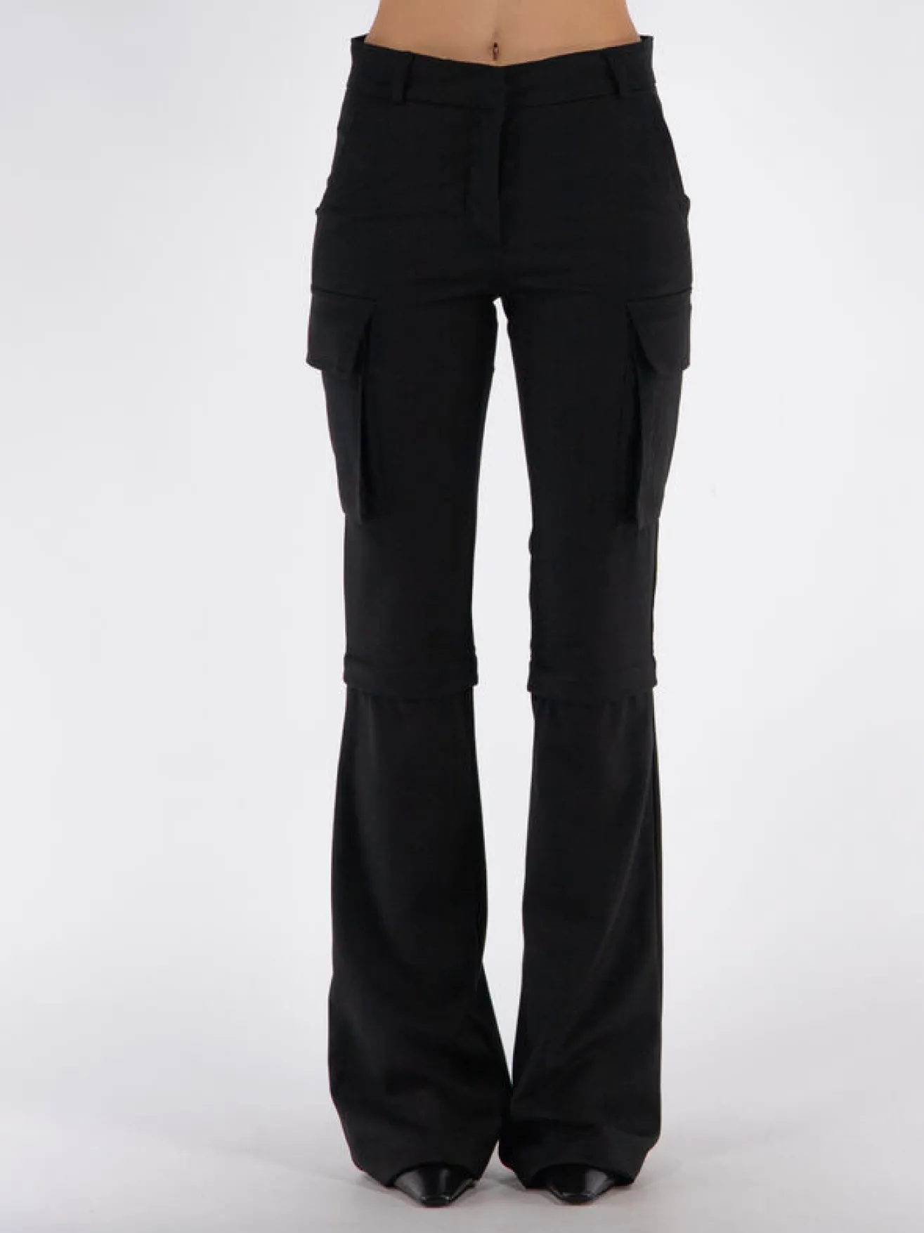 ANDREADAMO Pantaloni<PANTALONE FLANNEL MULTIPOCKETS FLARE Nero
