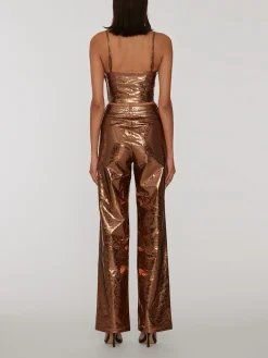 ROTATE BIRGER CHRISTENSEN Pantaloni<PANTALONE HIGH WAIST TEXTURED Marrone
