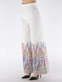ETRO Pantaloni<PANTALONE IN COTONE CON STAMPA Bianco, Viola