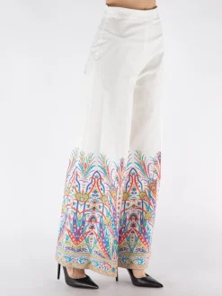 ETRO Pantaloni<PANTALONE IN COTONE CON STAMPA Bianco, Viola