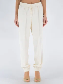 JIL SANDER Pantaloni<PANTALONE JOGGER AFFUSOLATO CON COULISSE Bianco