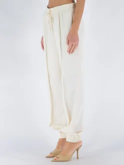 JIL SANDER Pantaloni<PANTALONE JOGGER AFFUSOLATO CON COULISSE Bianco