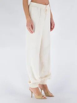 JIL SANDER Pantaloni<PANTALONE JOGGER AFFUSOLATO CON COULISSE Bianco