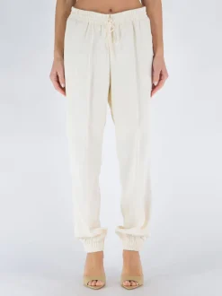JIL SANDER Pantaloni<PANTALONE JOGGER AFFUSOLATO CON COULISSE Bianco