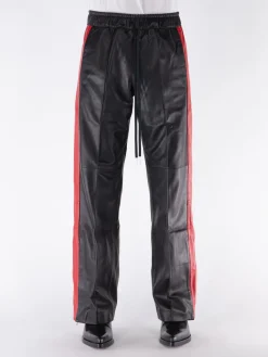 NAHMIAS Pantaloni<PANTALONE LEATHER TRACK Bianco, Nero, Rosso