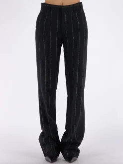 ALESSANDRA RICH Pantaloni<PANTALONE LIGHT WOOL LUREX PINSTRIPE Nero