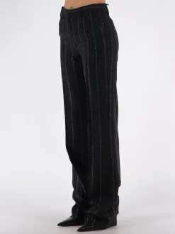 ALESSANDRA RICH Pantaloni<PANTALONE LIGHT WOOL LUREX PINSTRIPE Nero