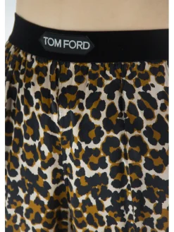 TOM FORD Pantaloni<PANTALONE REFLECTED LEOP STRETCH SILK SATIN Beige, Marrone, Multicolor, Nero