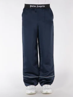 PALM ANGELS Pantaloni<PANTALONE SATIN PAJAMA Blu