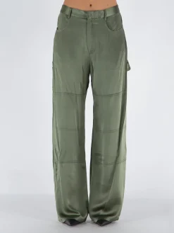 DION LEE Pantaloni<PANTALONE SATIN WORK Verde