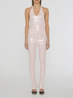 ROTATE BIRGER CHRISTENSEN Pantaloni<PANTALONE SEQUIN BOOT CUT Rosa