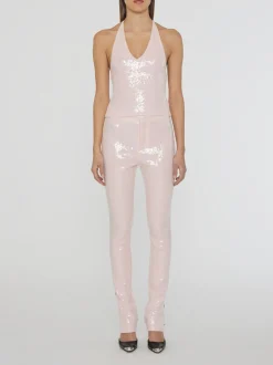 ROTATE BIRGER CHRISTENSEN Pantaloni<PANTALONE SEQUIN BOOT CUT Rosa