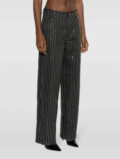 ROTATE BIRGER CHRISTENSEN Pantaloni|Giacche<PANTALONE SEQUIN TWILL WIDE Nero