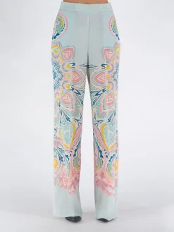 Pantaloni<PANTALONE SETA Azzurro, Bianco, Blu, Rosa, Verde