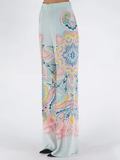 Pantaloni<PANTALONE SETA Azzurro, Bianco, Blu, Rosa, Verde