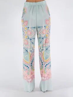 Pantaloni<PANTALONE SETA Azzurro, Bianco, Blu, Rosa, Verde