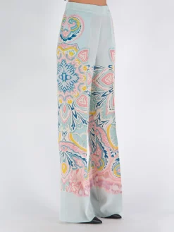 Pantaloni<PANTALONE SETA Azzurro, Bianco, Blu, Rosa, Verde