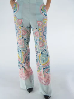 Pantaloni<PANTALONE SETA Azzurro, Bianco, Blu, Rosa, Verde