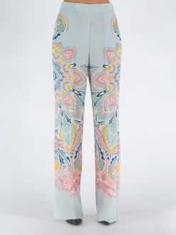 Pantaloni<PANTALONE SETA Azzurro, Bianco, Blu, Rosa, Verde