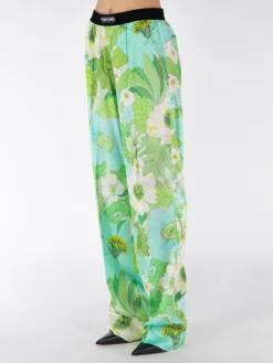 TOM FORD Pantaloni<PANTALONE STRETCH SILK PAINTED FLORAL Verde