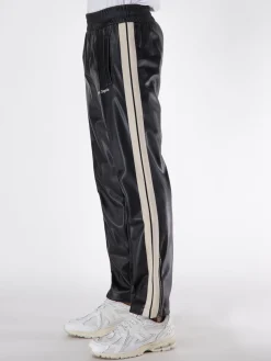 PALM ANGELS Pantaloni<PANTALONE TRACK LEATHER EFFECT Beige, Nero