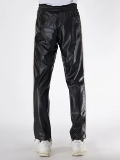 PALM ANGELS Pantaloni<PANTALONE TRACK LEATHER EFFECT Beige, Nero