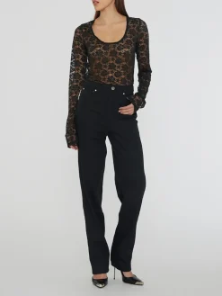 ROTATE BIRGER CHRISTENSEN Pantaloni<PANTALONE TWILL HIGH RISE Nero