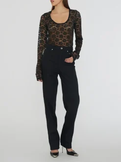 ROTATE BIRGER CHRISTENSEN Pantaloni<PANTALONE TWILL HIGH RISE Nero