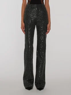 ROTATE BIRGER CHRISTENSEN Pantaloni<PANTALONE TWILL SEQUIN Nero