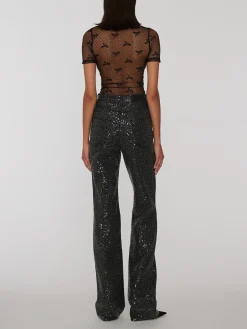ROTATE BIRGER CHRISTENSEN Pantaloni<PANTALONE TWILL SEQUIN Nero