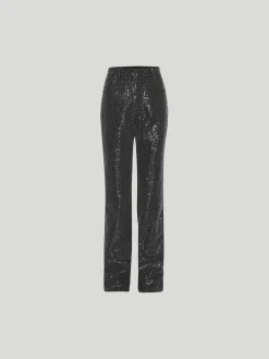 ROTATE BIRGER CHRISTENSEN Pantaloni<PANTALONE TWILL SEQUIN Nero