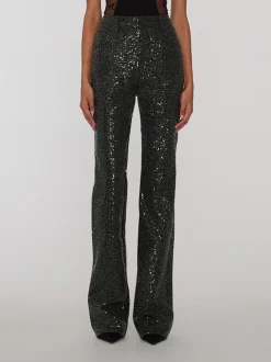 ROTATE BIRGER CHRISTENSEN Pantaloni<PANTALONE TWILL SEQUIN Nero