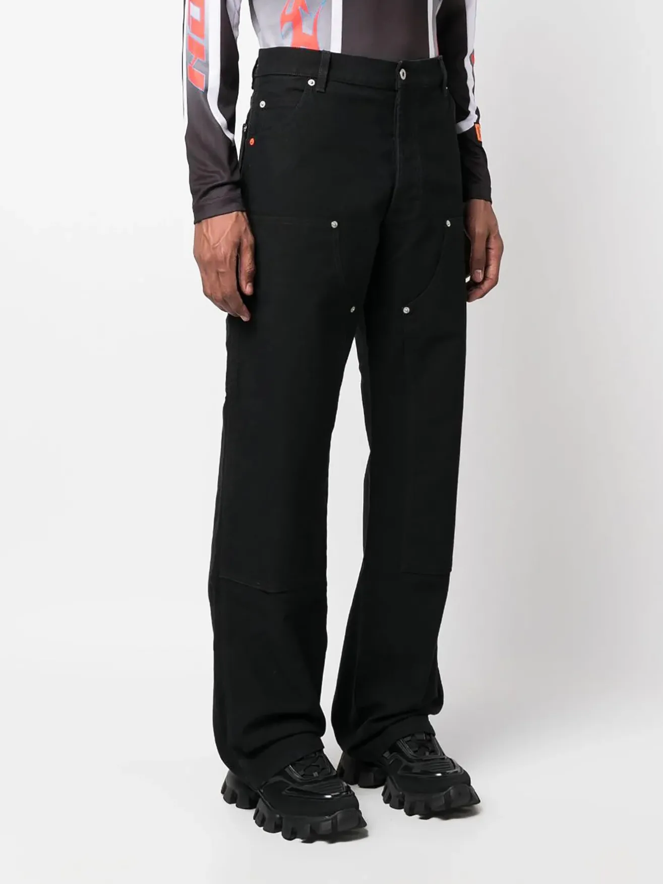 HERON PRESTON Pantaloni<PANTALONE VINTAGE WASH CANVAS CARPENTER Nero