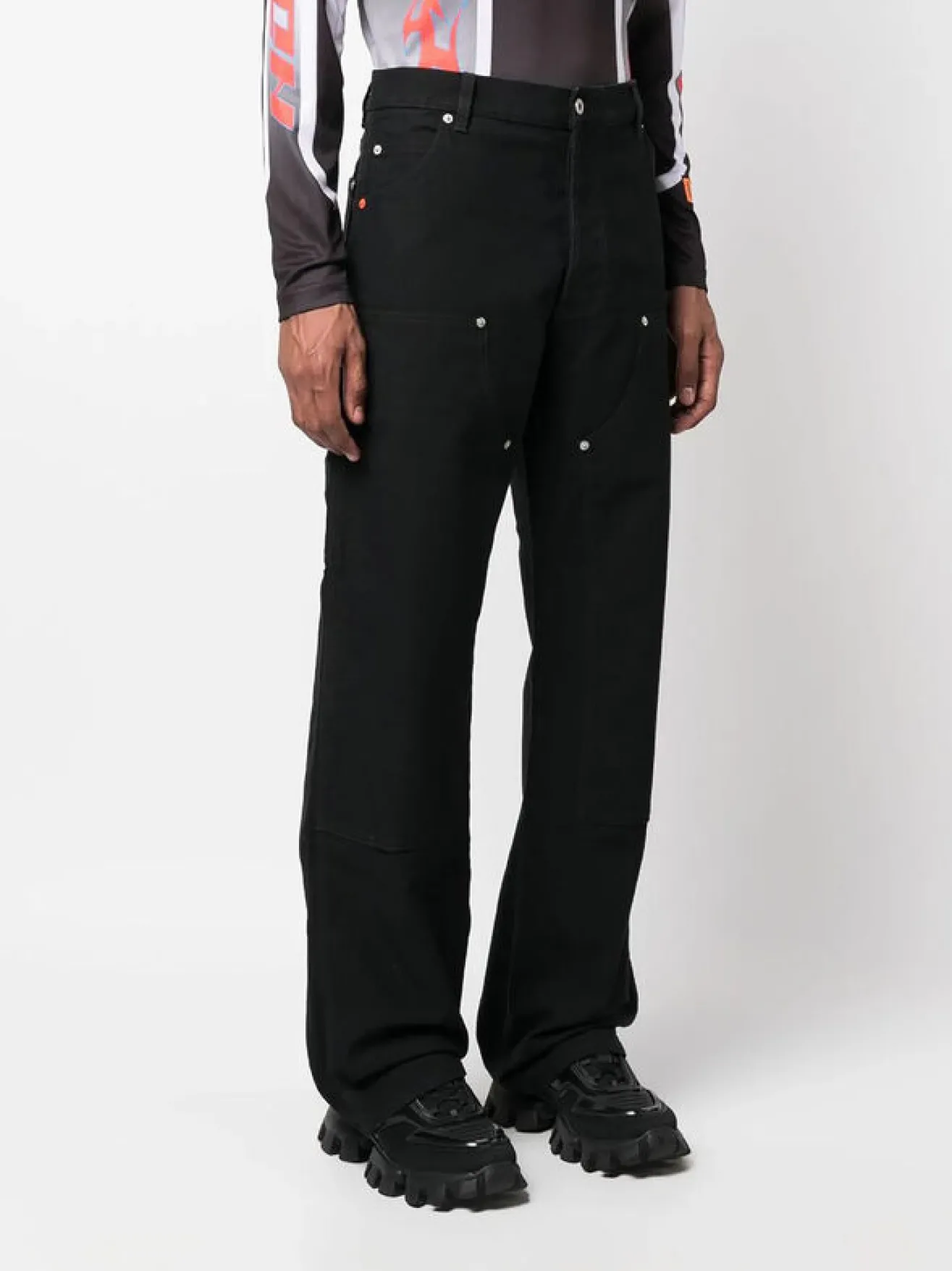 HERON PRESTON Pantaloni<PANTALONE VINTAGE WASH CANVAS CARPENTER Nero