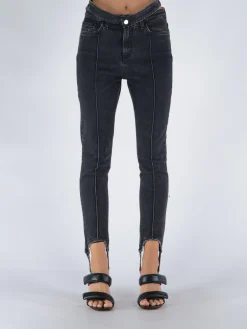 ANDREADAMO Pantaloni<PANTALONE WASHED BLACK DRILL STIRRUP SKINNY Grigio