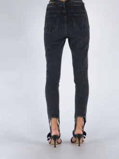 ANDREADAMO Pantaloni<PANTALONE WASHED BLACK DRILL STIRRUP SKINNY Grigio