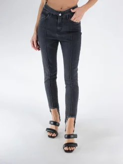 ANDREADAMO Pantaloni<PANTALONE WASHED BLACK DRILL STIRRUP SKINNY Grigio