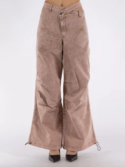 ANDREADAMO Pantaloni<PANTALONE WASHED DENIM CARGO Rosa