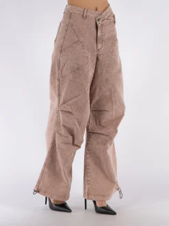 ANDREADAMO Pantaloni<PANTALONE WASHED DENIM CARGO Rosa