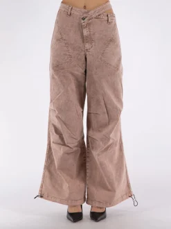 ANDREADAMO Pantaloni<PANTALONE WASHED DENIM CARGO Rosa