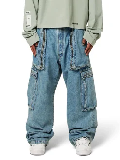 B1ARCHIVE. Jeans<PANTALONE WIDE LEG CARGO B45 VINTAGE Azzurro