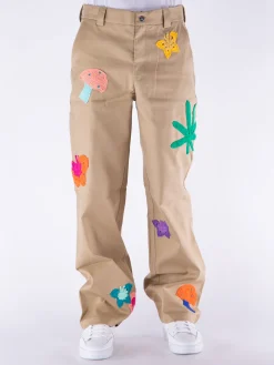 NAHMIAS Pantaloni<PANTALONE WORKER PATCHWORK Arancione, Beige, Giallo, Rosso