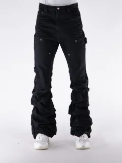 WE11DONE Pantaloni<PANTALONE WRINKLED LOW-RISE WORK Nero
