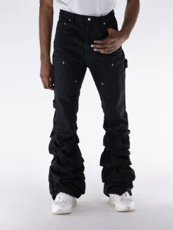 WE11DONE Pantaloni<PANTALONE WRINKLED LOW-RISE WORK Nero
