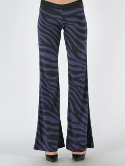 PALM ANGELS Pantaloni<PANTALONE ZEBRA PRINT Nero, Viola
