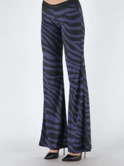 PALM ANGELS Pantaloni<PANTALONE ZEBRA PRINT Nero, Viola