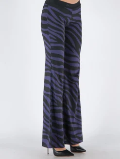PALM ANGELS Pantaloni<PANTALONE ZEBRA PRINT Nero, Viola