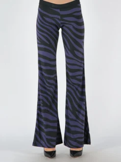 PALM ANGELS Pantaloni<PANTALONE ZEBRA PRINT Nero, Viola