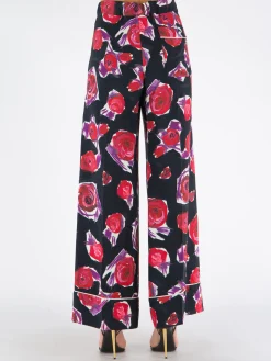 MARNI Pantaloni<PANTALONI CROPPED CON STAMPA FLOWERS Nero, Rosa